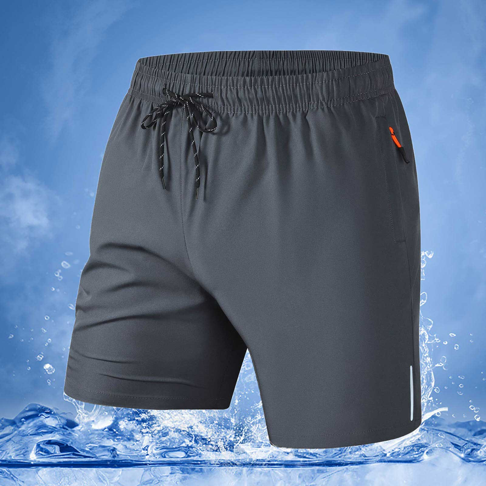 thumbnail image 2 of Pantalones cortos deportivos holgados para hombre: talla grande, seda helada de secado rápido, cintura elástica, poliéster, playa/aire libre, XS-XXL, 46-51 cm de largo, 2 of 7